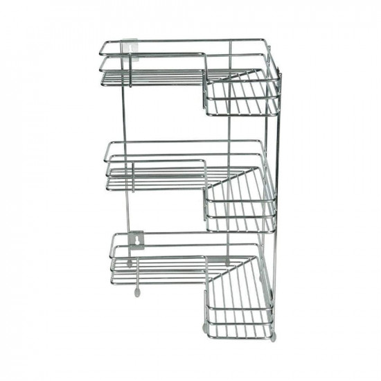 ASHLAS L Corner Shape Stand Triple Layer Stainless Steel Multipurpose Storage Rack - Kitchen - Bathroom (Silver), Corner Shelf