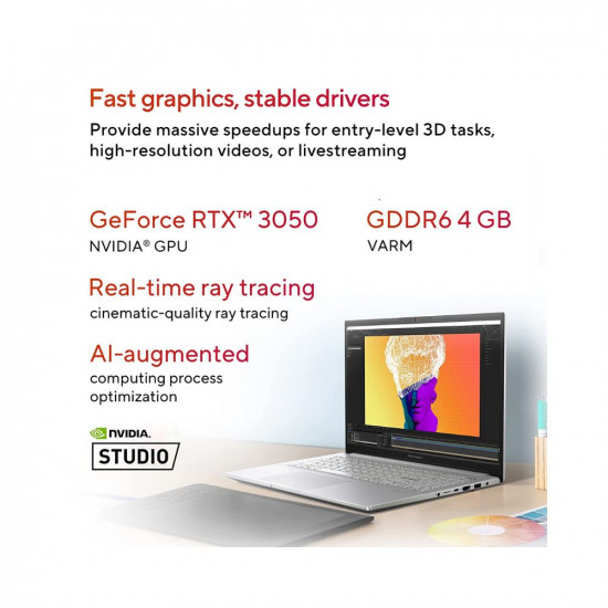 ASUS Vivobook Pro 15, 15.6-inch (39.62 cms) FHD 144Hz, AMD Ryzen 5 5600H, Thin & Light Laptop (16GB/512GB SSD/4GB NVIDIA GeForce RTX 3050/Windows 11/Office 2021/Silver/1.80 kg), M6500QC-HN542WS