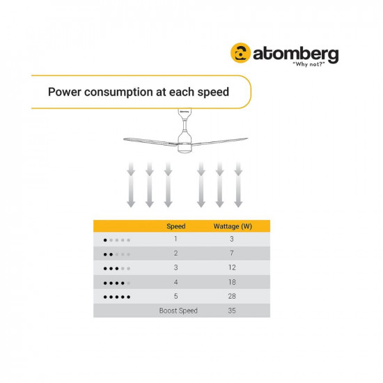 atomberg Efficio 1400mm BLDC Motor 5 Star Rated Classic Ceiling Fans with Remote Control