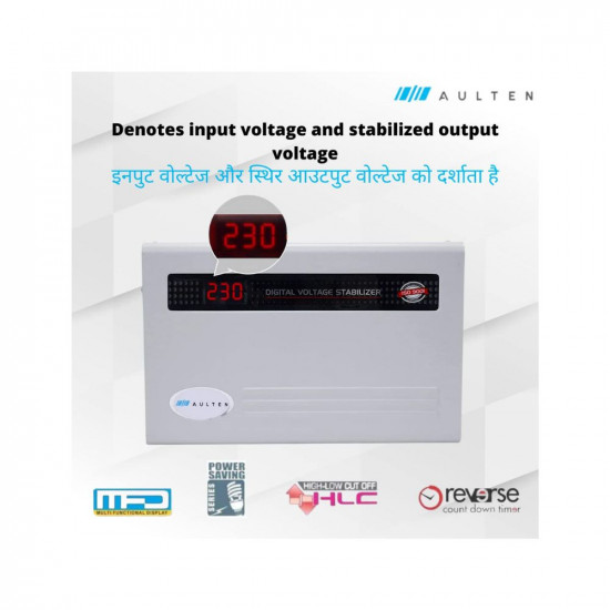 AULTEN Digital Voltage Stabilizer for All Inverter and Non Inverter AC Upto 1.5, 2.0 Ton AC 5 KVA 4000W 90V-300V AD024 (White)