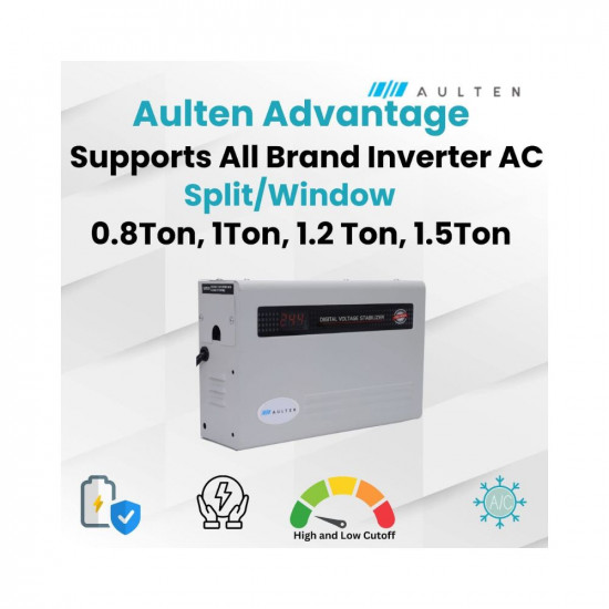 AULTEN Digital Voltage Stabilizer for All Inverter and Non Inverter AC Upto 1.5 Ton AC 4 KVA 3200W 90V-300V AD005 (White)