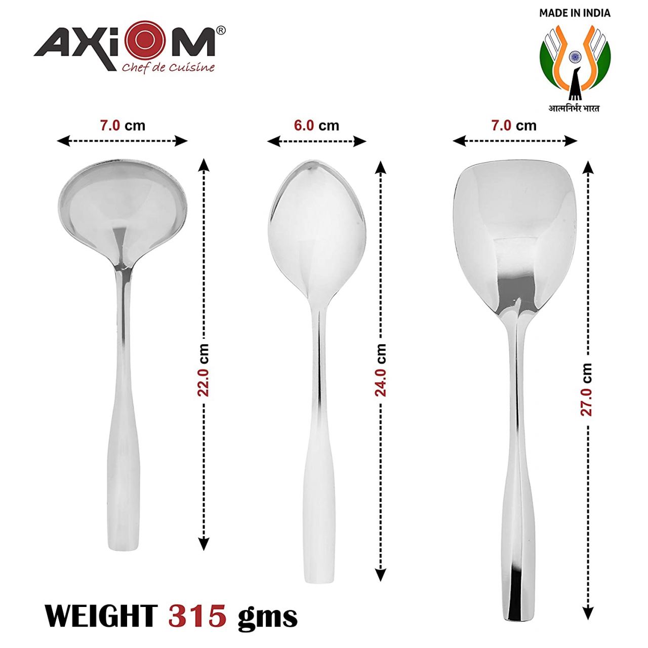 AXIOM Serving Tools Stainless Steel 4 Piece Heavy Gauge Non-Stick Set
