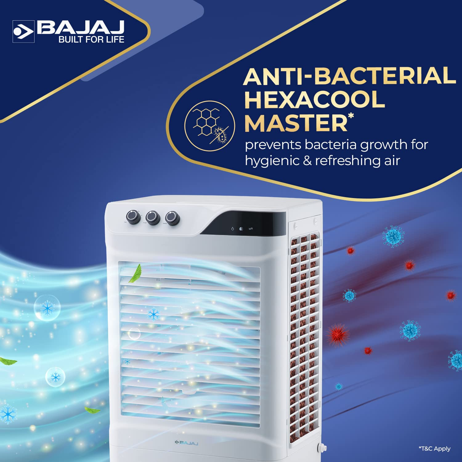 Bajaj DMH65 Neo 65L Desert Air Cooler For Home  For Larger Room  Big Ice Chamber  High-Speed  Invertor Compatible  90Ft Air Throw  3 Yrs Warranty 1 Yr Standard  2 Yrs Extended WarrantyWhite