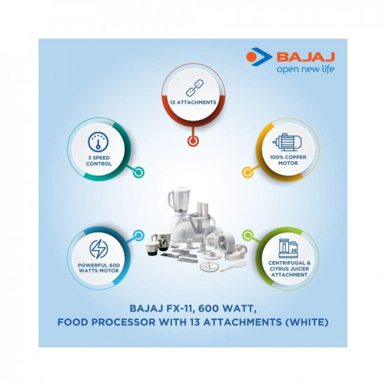 Bajaj Food Factory FX 11 600 Watts Food Processor White