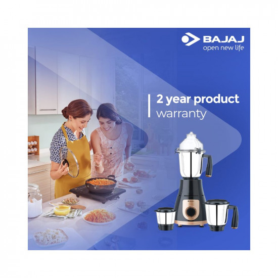 Bajaj GX-3701 750W Mixer Grinder with Nutri-Pro Feature 3 Jars Black