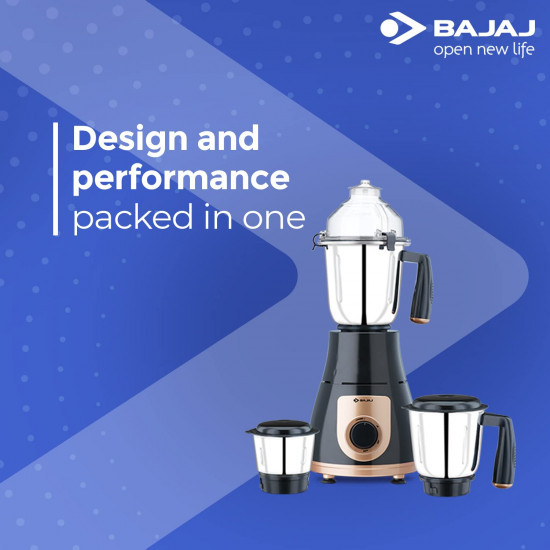 Bajaj GX-3701 750W Mixer Grinder with Nutri-Pro Feature 3 Jars Black