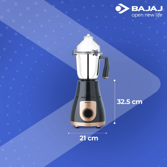 Bajaj GX-3701 750W Mixer Grinder with Nutri-Pro Feature 3 Jars Black