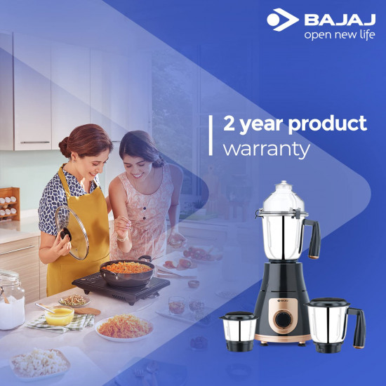 Bajaj GX-3701 750W Mixer Grinder with Nutri-Pro Feature 3 Jars Black