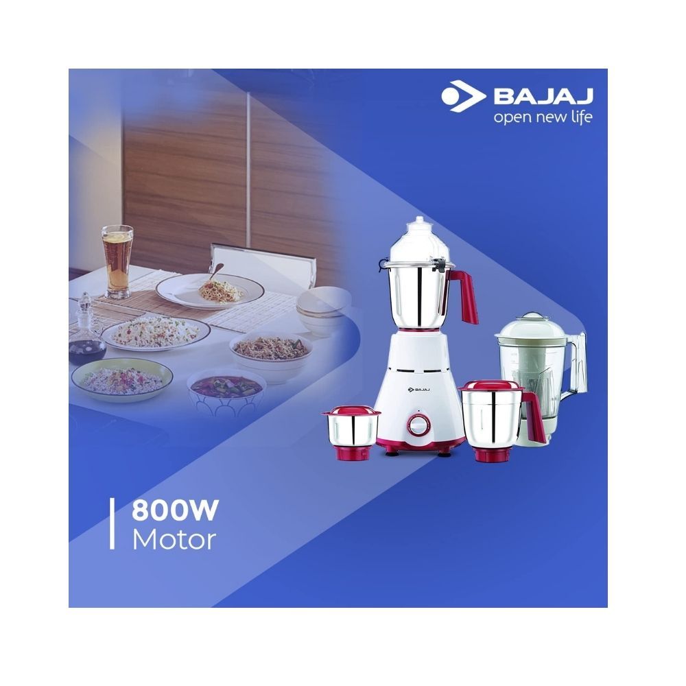 Bajaj GX-4701 800W Mixer Grinder with Nutri-Pro Feature 4 Jars White