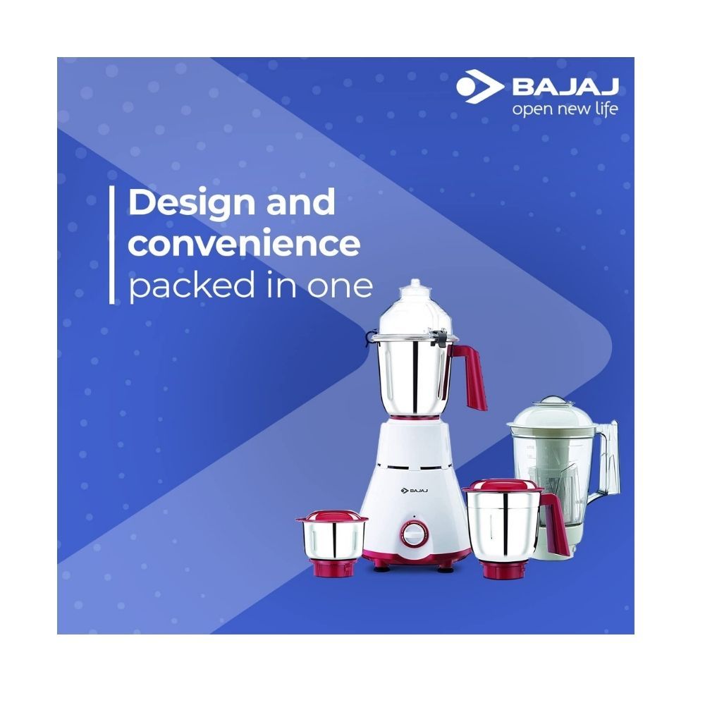 Bajaj GX-4701 800W Mixer Grinder with Nutri-Pro Feature 4 Jars White