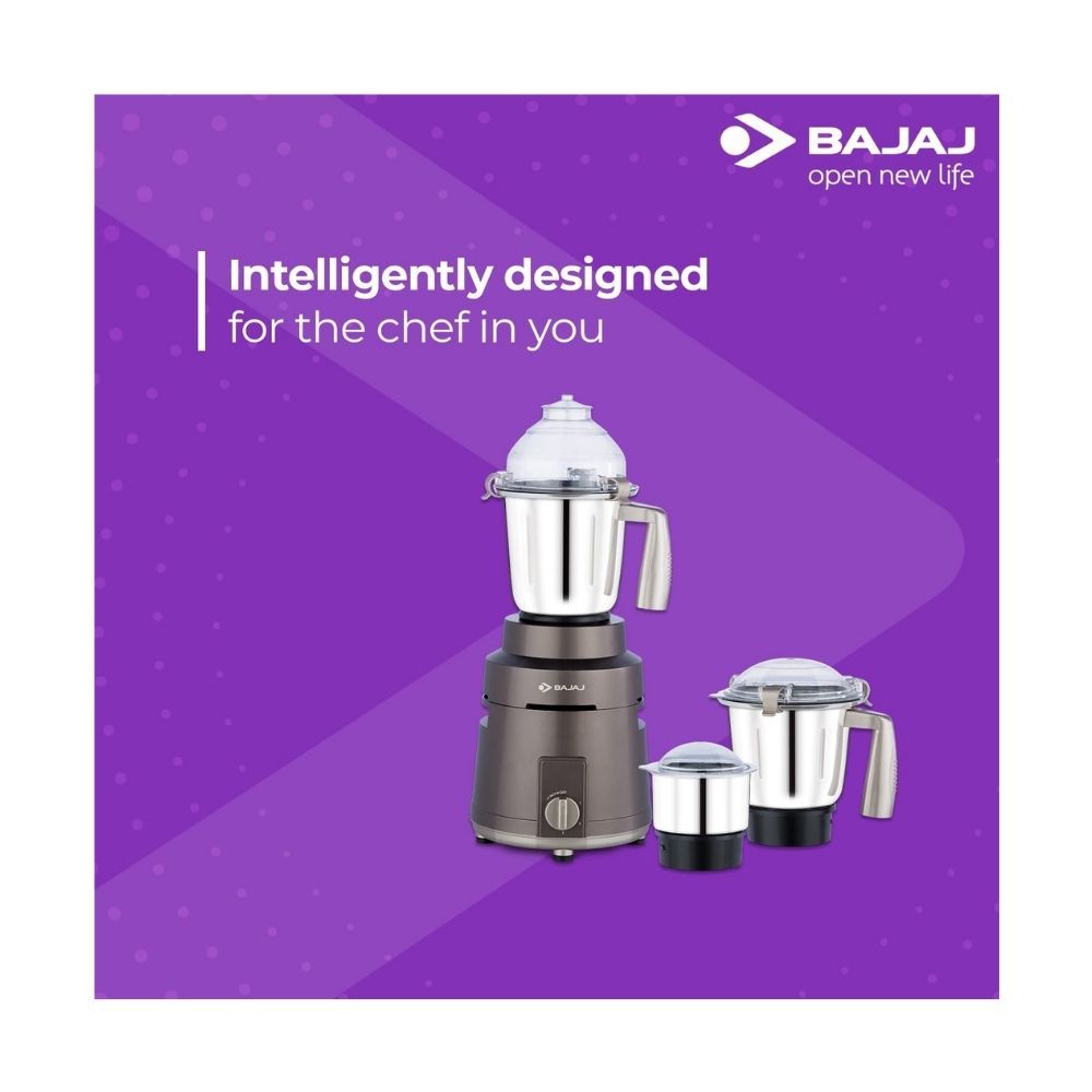 Bajaj Herculo 1000W Powerful Mixer Grinder with 3 Jars Coffee Brown and Gold