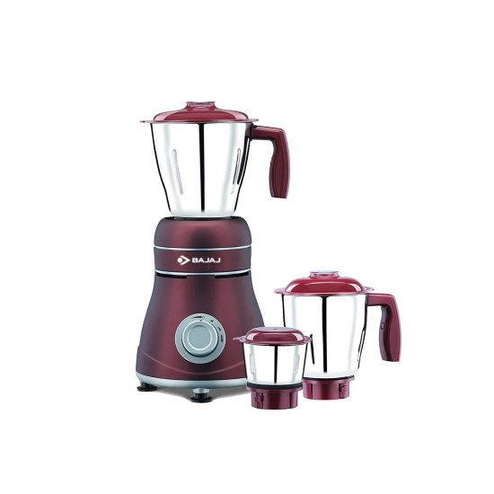 Bajaj Ivora 800W Mixer Grinder with Anti-Bacterial Coating and Nutri-Pro Feature 3 Jars Crimson Red 800 watts  Acrylonitrile Butadiene Styrene