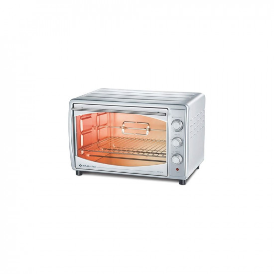 Bajaj Majesty 4500 TMCSS 45 Litre Oven Toaster Grill 45 Litres OTG with Motorised Rotisserie  Convection Fan Stainless Steel Body  Transparent Glass Door 2 Year Warranty Silver