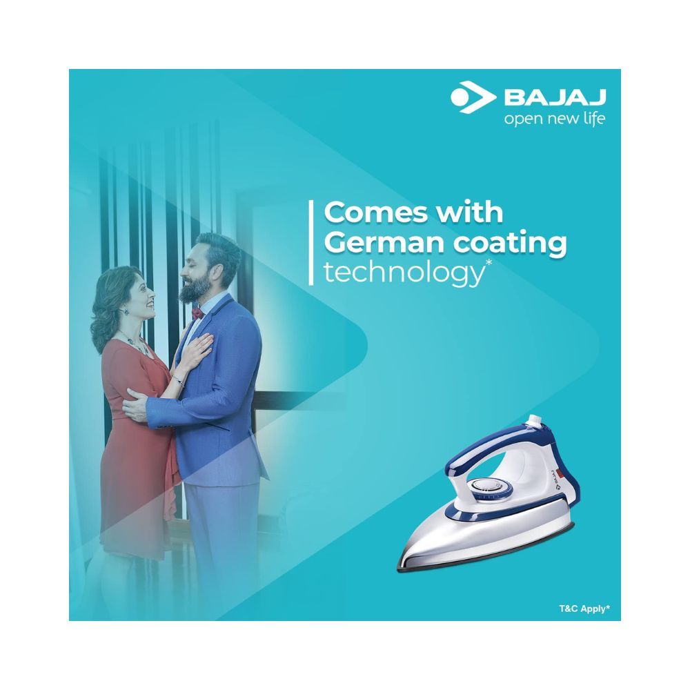 Bajaj Majesty DX-11 1000W Dry Iron with Advance Soleplate and Anti-bacterial German Coating Technology