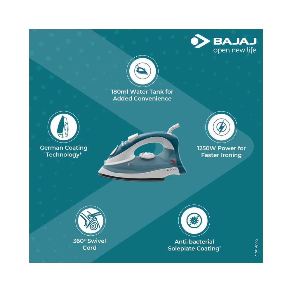 Bajaj MX 3 Neo Steam Iron Blue  White 440508