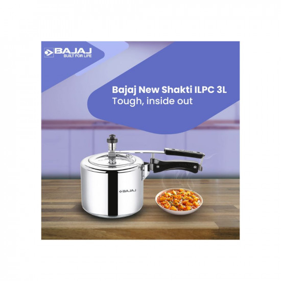 Bajaj New Shakti ILPC 3L Aluminium Pressure Cooker Silver 3 Litre