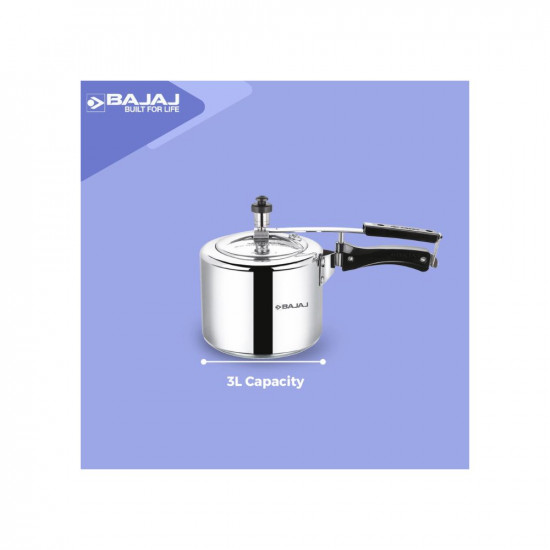 Bajaj New Shakti ILPC 3L Aluminium Pressure Cooker,Silver,3 Litre
