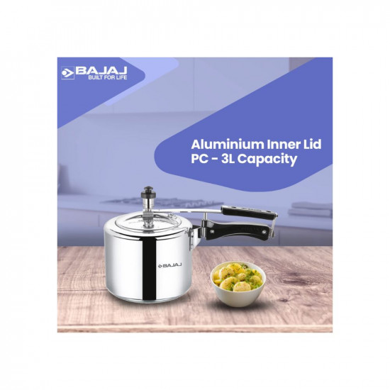 Bajaj New Shakti ILPC 3L Aluminium Pressure Cooker,Silver,3 Litre