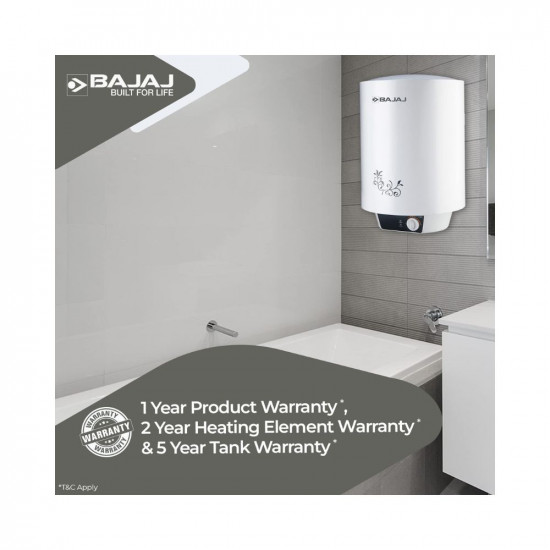 Bajaj New Shakti Neo 25L Vertical Storage Water Heater (Geyser 25 Litres) 4 Star BEE Rated Heater For Water Heating with Titanium Armour, Swirl Flow Technology, Glasslined Tank(White), 1 Yr Warranty