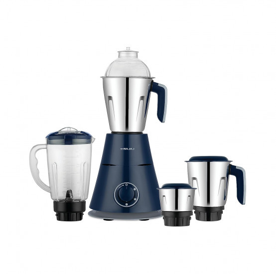 Bajaj Ninja Series Trinity Mixer Grinder 750W 4 Jar DuraCut Blades Powerful 750W Titan MotorFloating Base Design 3 Stainless Steel Mixer Jars  1 Juicer Jar 5-Yr Warranty by Bajaj Royal Blue