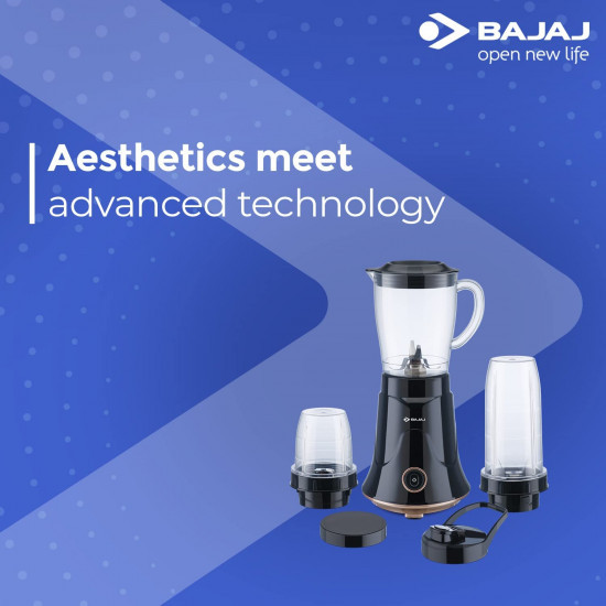 Bajaj NX-01 300W Mixer Grinder For KitchenBullet Mixer Grinder With Powerful Titan Motor  Nutri-Pro Feature3 Unbreakable Multipurpose Tranparent Jars2 Year Warranty By BajajBlack  Copper