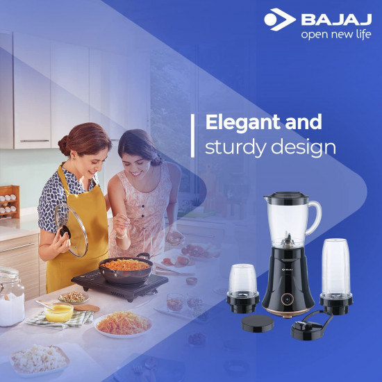 Bajaj NX-01 300W Mixer Grinder For KitchenBullet Mixer Grinder With Powerful Titan Motor  Nutri-Pro Feature3 Unbreakable Multipurpose Tranparent Jars2 Year Warranty By BajajBlack  Copper