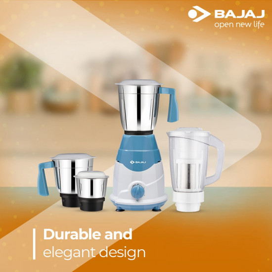 Bajaj Rex DLX Mixer Grinder 750W Mixie For Kitchen With Nutri-Pro Feature4 Stainless Steel Mixer JarsMultifunctional Blade Dry  Wet Grinding Overload Protector1-Yr Warranty By BajajWhiteBlue
