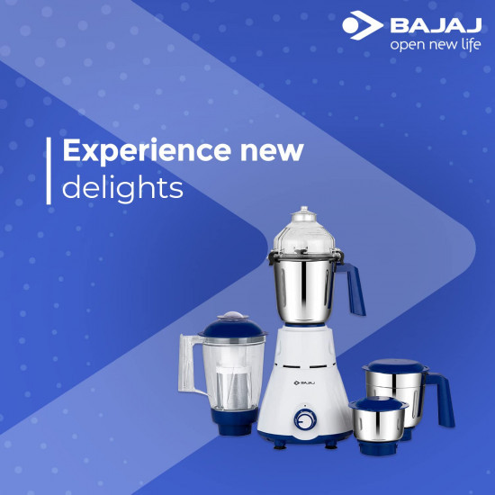 Bajaj Rex Mixer Grinder 750W3 Mixer JarsMixie for Kitchen with Nutri-Pro FeatureTitan Motor-Heavy Duty GrindingAdjustable Speed ControlMultifunctional Blade System1 Yr Warranty By BajajWhite