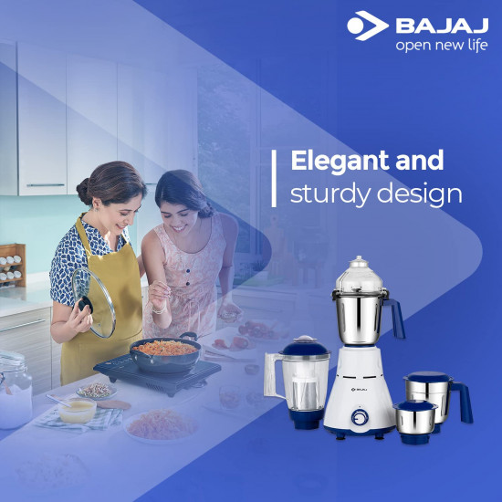 Bajaj Rex Mixer Grinder 750W3 Mixer JarsMixie for Kitchen with Nutri-Pro FeatureTitan Motor-Heavy Duty GrindingAdjustable Speed ControlMultifunctional Blade System1 Yr Warranty By BajajWhite