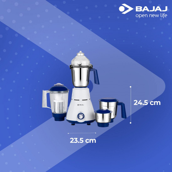 Bajaj Rex Mixer Grinder 750W3 Mixer JarsMixie for Kitchen with Nutri-Pro FeatureTitan Motor-Heavy Duty GrindingAdjustable Speed ControlMultifunctional Blade System1 Yr Warranty By BajajWhite