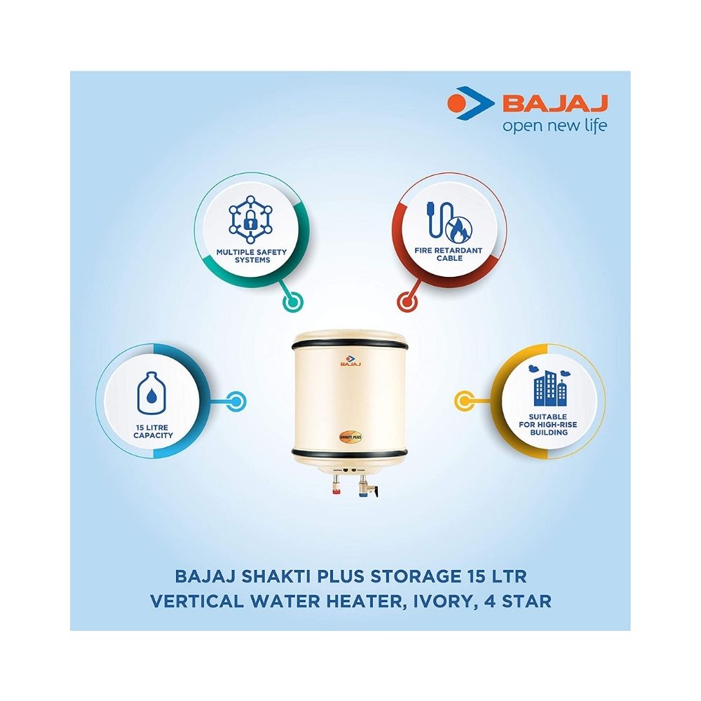 Bajaj Shakti Plus Storage 15-Litre Vertical Water Heater (Ivory)