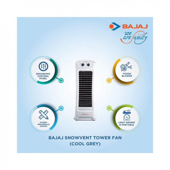 Bajaj Snowvent 220-230 Volts Tower Fan (Cool Grey)