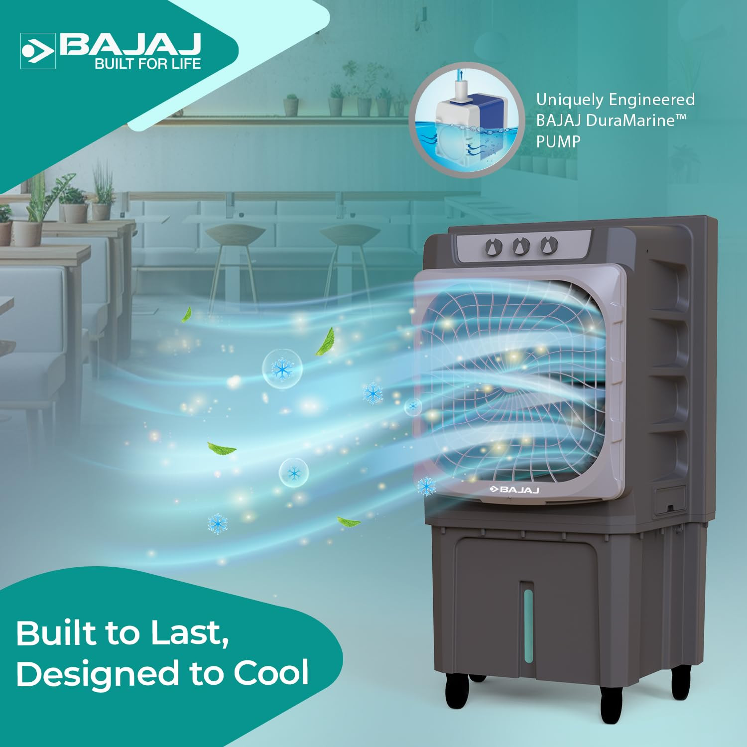 Bajaj Xforce 135L Semi-Commercial Desert Air Cooler For Home  Aluminium Fan Blade  100Ft Air Throw  3-Speed Control  3 Yrs Warranty 1 Yr Standard  2 Yrs Extended WarrantyGrey