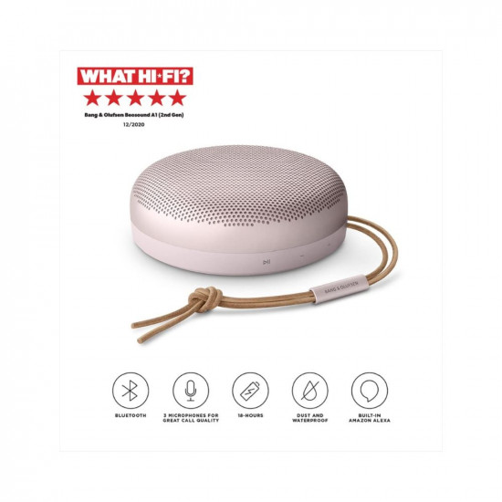 Bang  Olufsen Beosound A1 2nd Gen Portable Wireless Bluetooth Speaker with Voice Assist  Alexa Integration 3 Microphones for Great Call QualityIP 67 Dustproof and Waterproof Pink