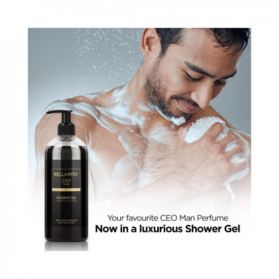 Bella Vita Luxury CEO MAN Body Wash Refreshing Shower Gel for Deep Cleansing, Hydrating & Moisturising Skin with Aloe Vera & Charcoal Powder 500 Ml