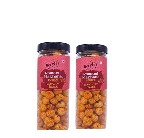 Berries & Nuts Periperi Flavored and Roasted Makhana, Healthy Snacks, Super Food, 70 Grams (Pack of 2)