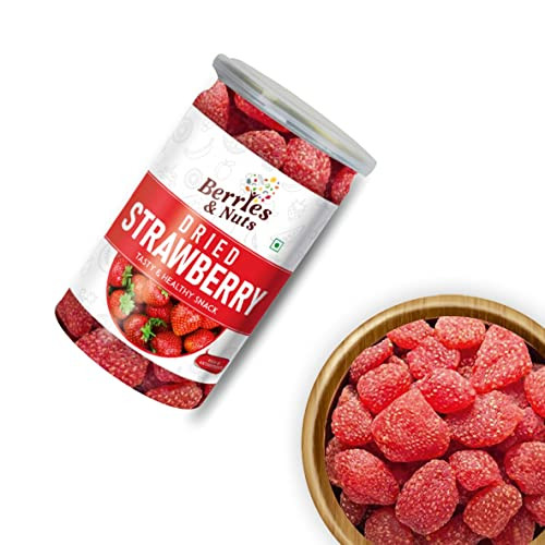 Berries And Nuts Dehydrated Dried Strawberries | Candied Dried Strawberries | 400 Grams | 2 Bottle of 200 Grams