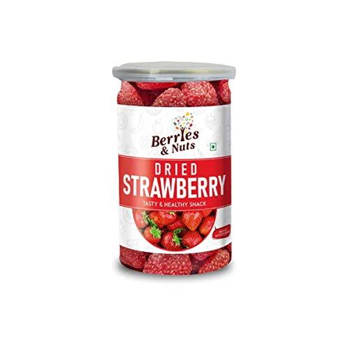 Berries And Nuts Dehydrated Dried Strawberries | Candied Dried Strawberries | 400 Grams | 2 Bottle of 200 Grams