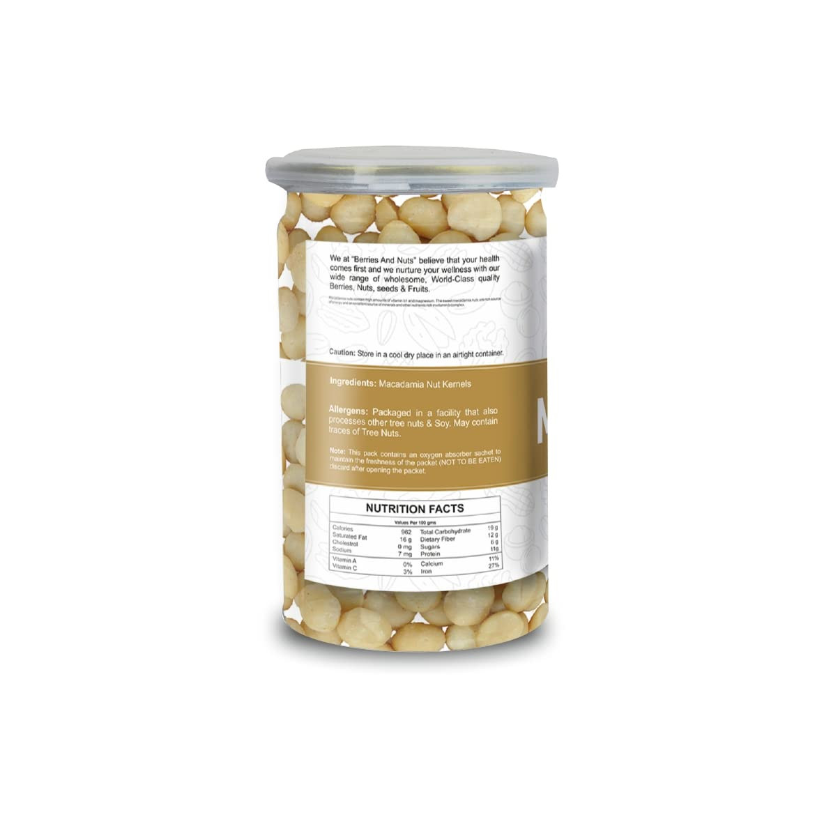 Berries And Nuts Premium Jumbo Macadamia Nut Kernels | 340 Grams | 2 Bottle of 170 Grams