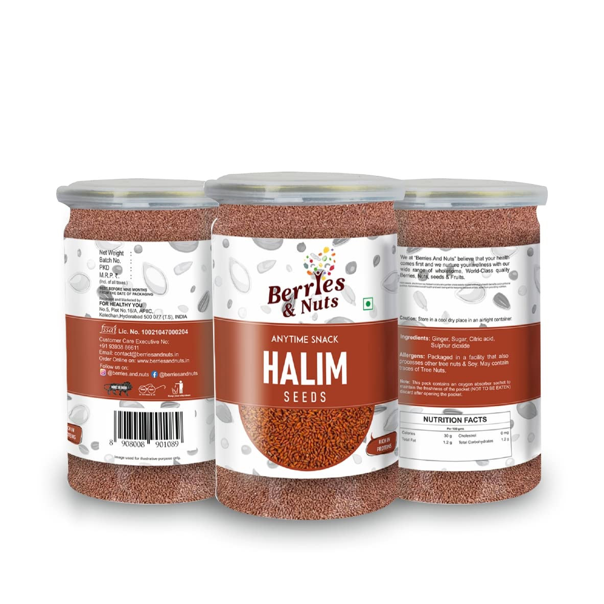 Berries And Nuts Premium Sortex Aliv Seeds | Ashalu, Halu, Halim Seeds| 250 Grams | 1 Bottle of 250 Grams