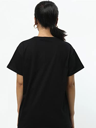 Bewakoof Women's Graphic Printed 100% Cotton T-Shirt - Boyfriend Fit, Round Neck, Half Sleeve,Size 2XL
