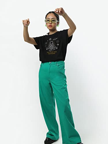 Bewakoof Women's Graphic Printed 100% Cotton T-Shirt - Boyfriend Fit, Round Neck, Half Sleeve,Size 2XL