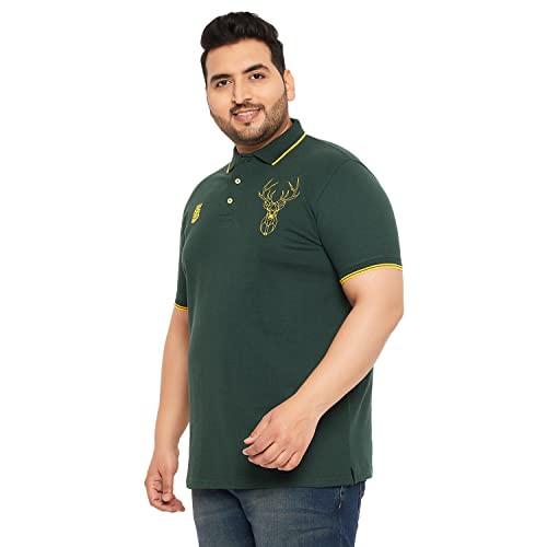 Bigbanana Plus Size Men's Regular Fit Solid Polo Tshirt (Thom-Green,Dark Green,3XL),Size 3XL