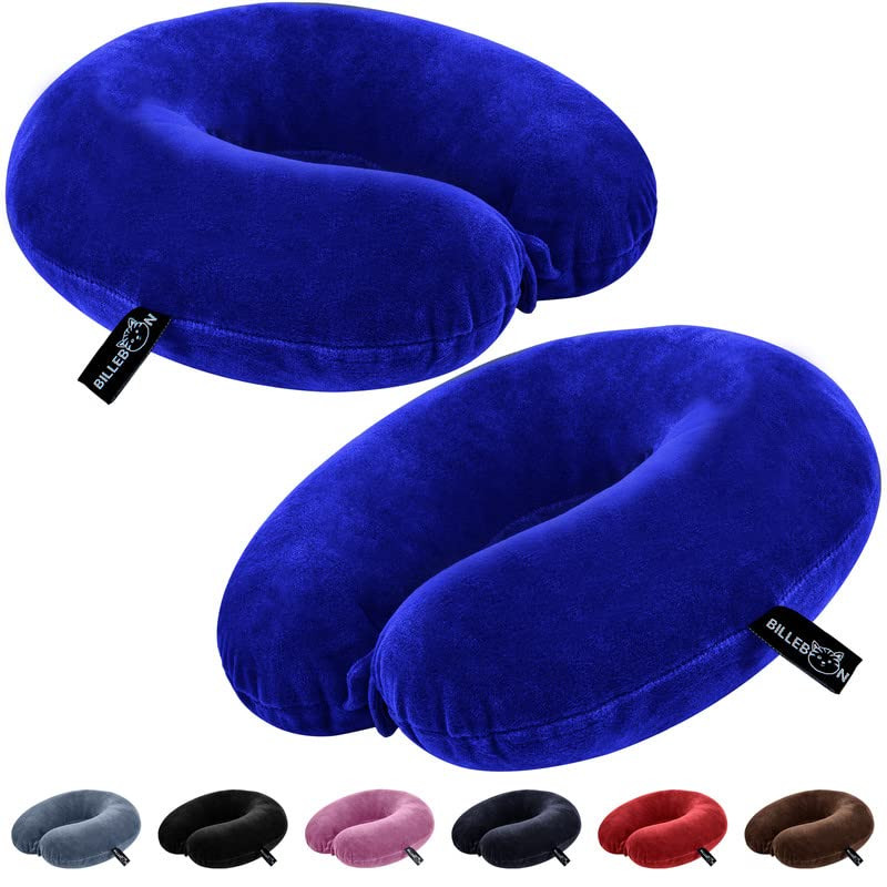 Billebon Premium Neck Pillow for Travelling Airplane Travel Pillow Comfortable Head Rest Neck Holder Pillow with 30 Years Warranty (Royal Blue Pack of Two)