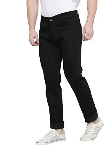 Billford Men Comfortable Stretchable Casual Denim Jeans Black Size 32 Slim Fit Mid Rise Flat Front Full Length Modern & Fashionable for Casual Wear Comfort and Flexibility,Size 32