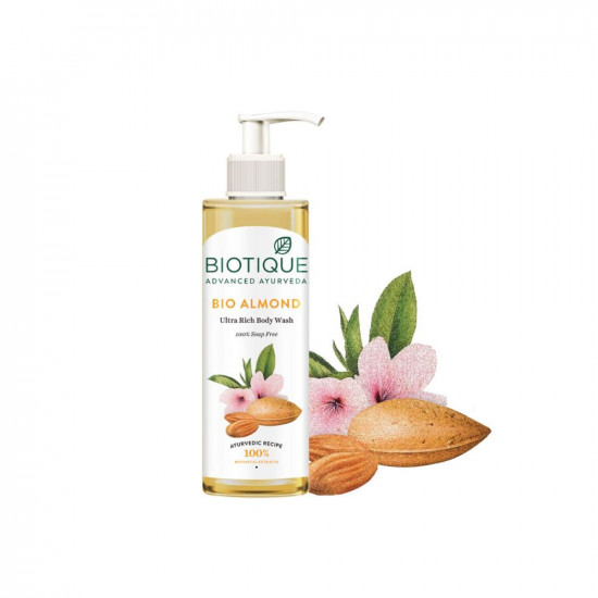 Biotique Almond Oil Ultra Rich Body Wash| Maintains Skin’s Natural pH |100% Botanical Extracts| Soap-Free Body Wash Suitable for All Skin Types | 200mL