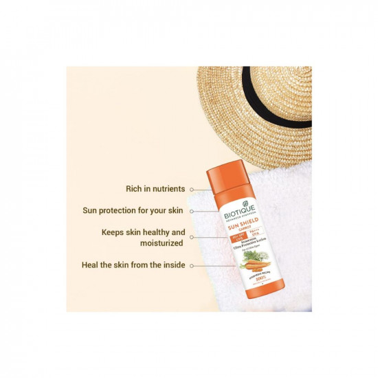 Biotique Carrot Face & Body Sun Lotion | SPF 40 UVA/UVB Sunscreen | Prevents Ageing and Soothes Dry Skin| 100% Botanical Extracts | Suitable for All Skin Types | 120ml