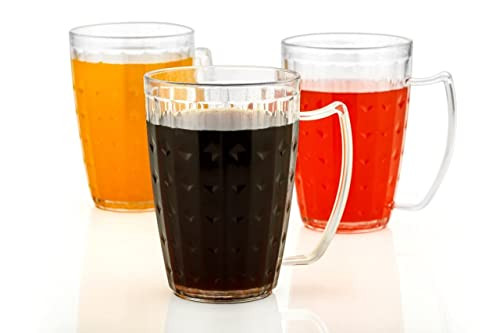 Black Olive Party MUG with Handle for the home party- Unbreakable Plastic Food Grade Party Mug with Handle, Transparent Juice Beer Mug for Home, Office, Bar, Restaurant, Hotel, Juice Bar, Mini Bar-2pc