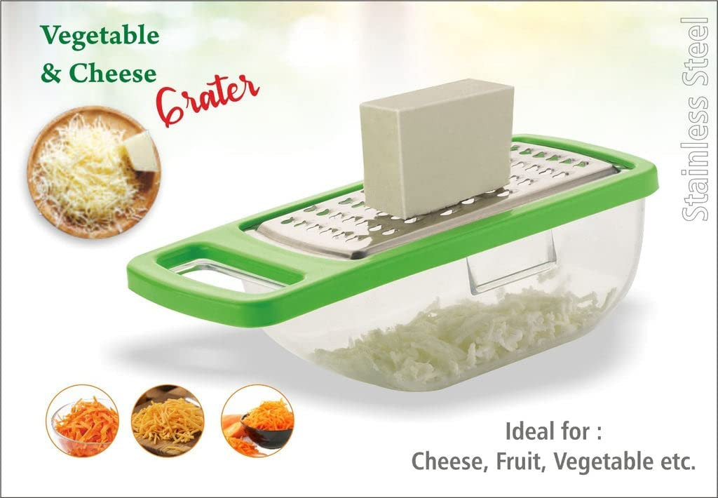Black Olive Vegetable and Cheese Grater with Container-Cheese Grater with Handle - Graters for Kitchen Stainless Steel Food Grater - Hand Grater and Vegetable Peeler