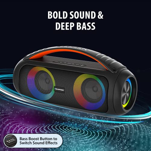 Blaupunkt Newly Launched Atomik BB50 Wireless Bluetooth Party Speaker 50 watts I Premium HD Sound and Monstrous Bass I Karaoke with Mic I TurboVolt Charging I RGB Lights